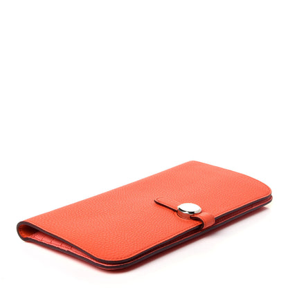 Hermes Togo Dogon Recto Verso Wallet Orange Poppy Rose Candy 4 of 12