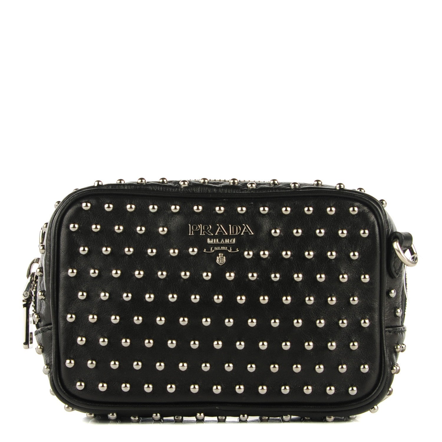 Prada Calfskin Studded Crossbody Bag Nero Black 1 of 10