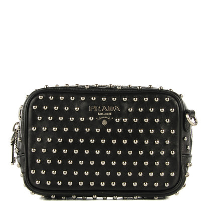 Prada Calfskin Studded Crossbody Bag Nero Black 1 of 10
