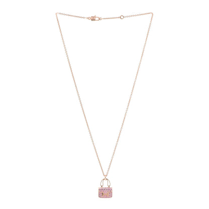 Hermes 18K Rose Gold Pink Sapphire Constance Amulettes Pendant Necklace 3 of 6