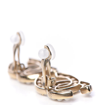 Chanel Crystal Pearl CC Clip On Earrings Light Gold 3 of 6