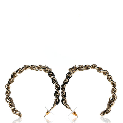 Chanel Lambskin CC Chain Hoop Earrings Gold 3 of 4