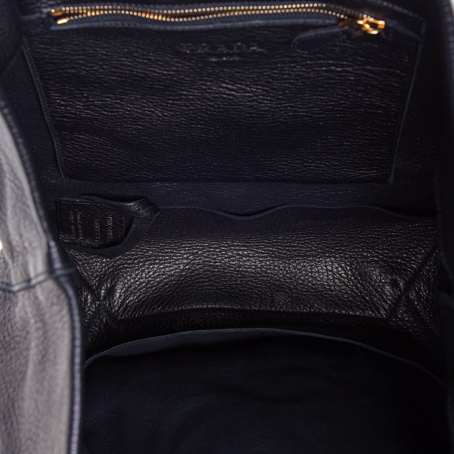 Prada Deerskin Shoulder Bag Black 4 of 5