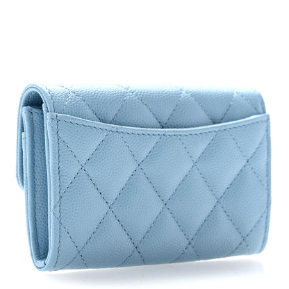 Chanel Caviar Quilted Flap Card Holder Wallet Light Blue 3 of 9