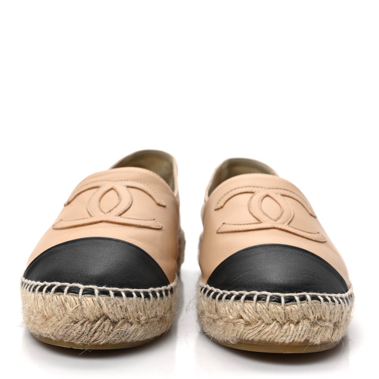 Chanel Lambskin CC Espadrilles 37 Beige Black 2 of 8