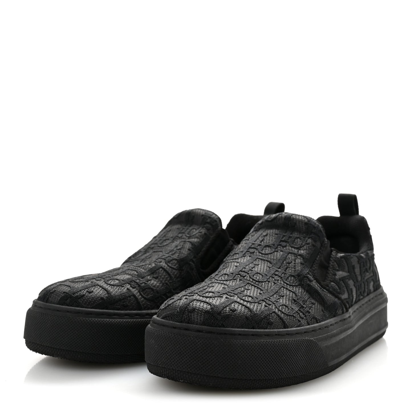 Shiny Technical Fabric Oblique Embroidered Womens Solar Slip On Sneakers 37.5 Black