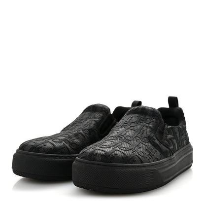 Christian Dior Shiny Technical Fabric Oblique Embroidered Womens Solar Slip On Sneakers 37.5 Black 4 of 9