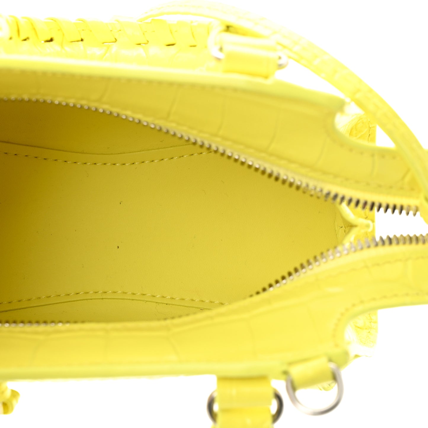 Calfskin Crocodile Embossed Neo Classic Hardware Nano City Crossbody Light Yellow