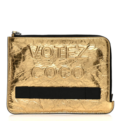 Chanel Metallic Calfskin Votez Coco Pouch Gold 1 of 7