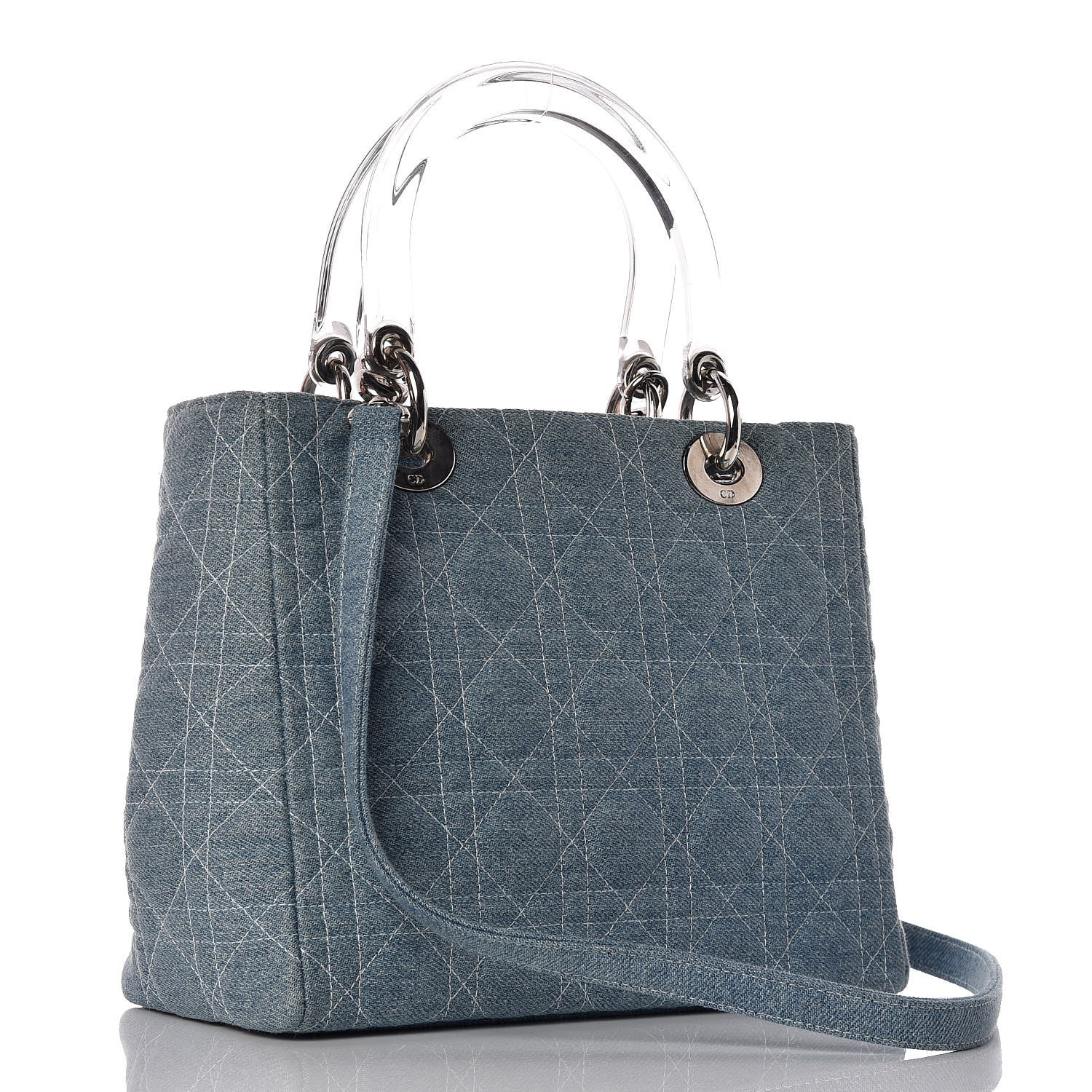 Christian Dior Denim Cannage Medium Lady Dior Light Blue 3 of 9