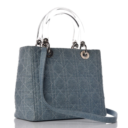 Christian Dior Denim Cannage Medium Lady Dior Light Blue 3 of 9
