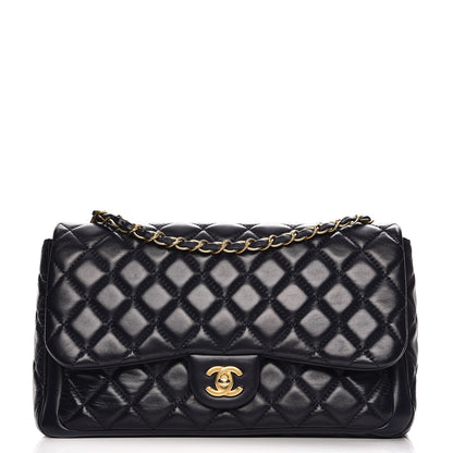 Chanel Lambskin Quilted Large Now and Forever Flap Navy 1 of 8