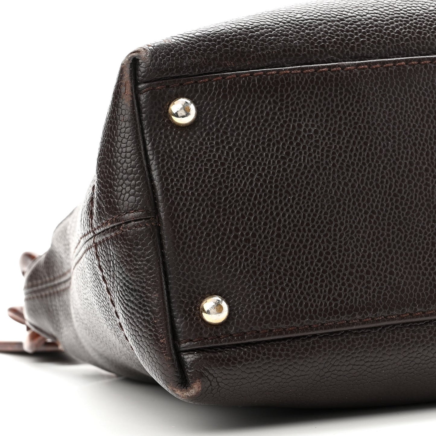 Caviar CC Wood Chain Hobo Dark Brown