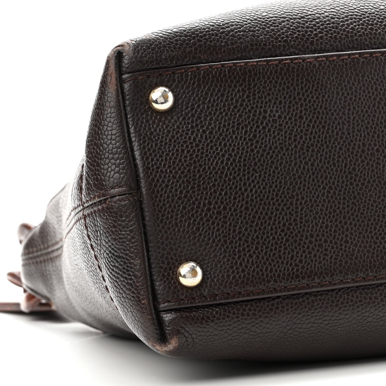 Chanel Caviar CC Wood Chain Hobo Dark Brown 9 of 10