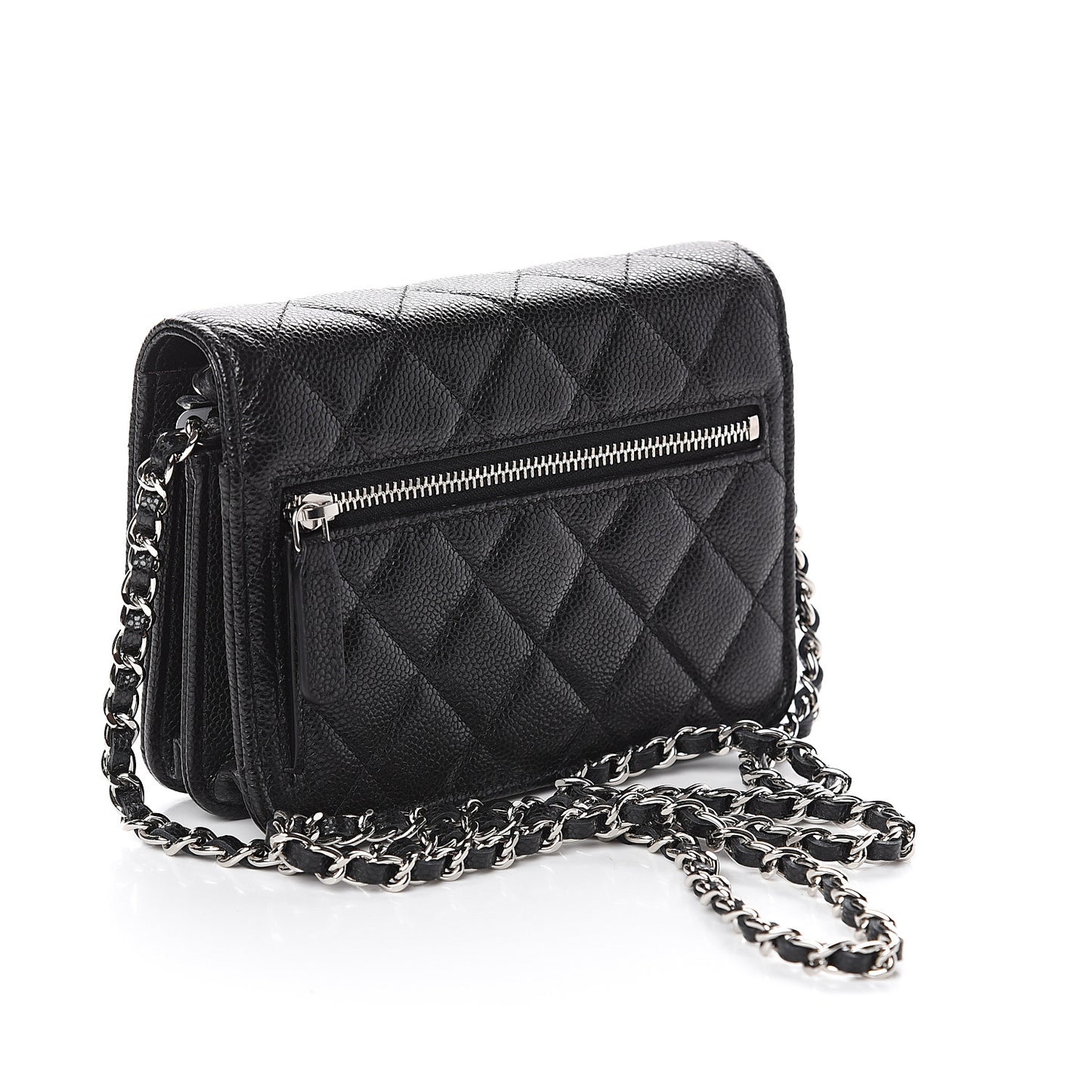 Caviar Quilted Clutch With Chain Black