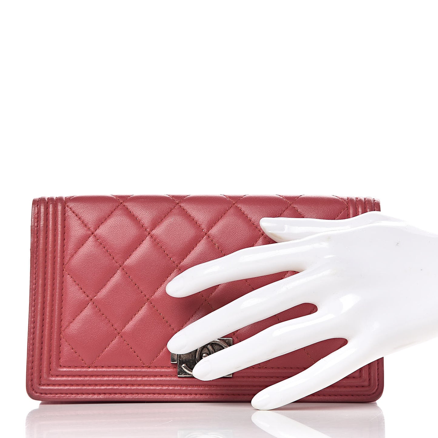 Lambskin Quilted Boy Yen Wallet Pink
