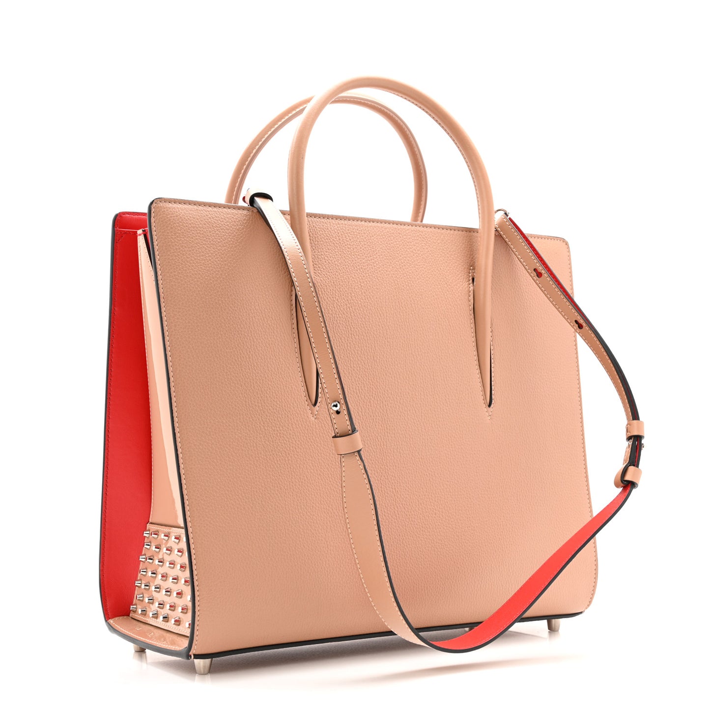 Calfskin Patent Studded Large Paloma Nude