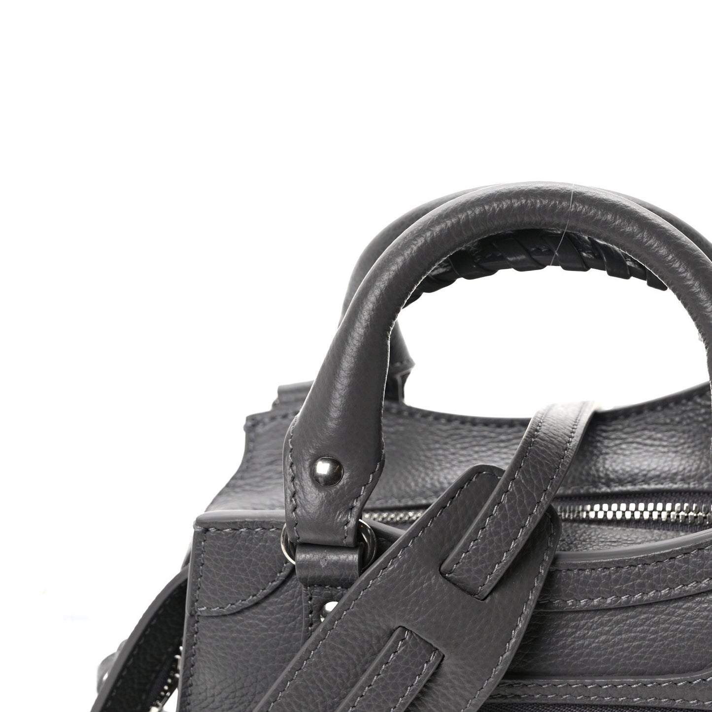 Grained Calfskin Neo Classic Silver Hardware Mini City Dark Grey