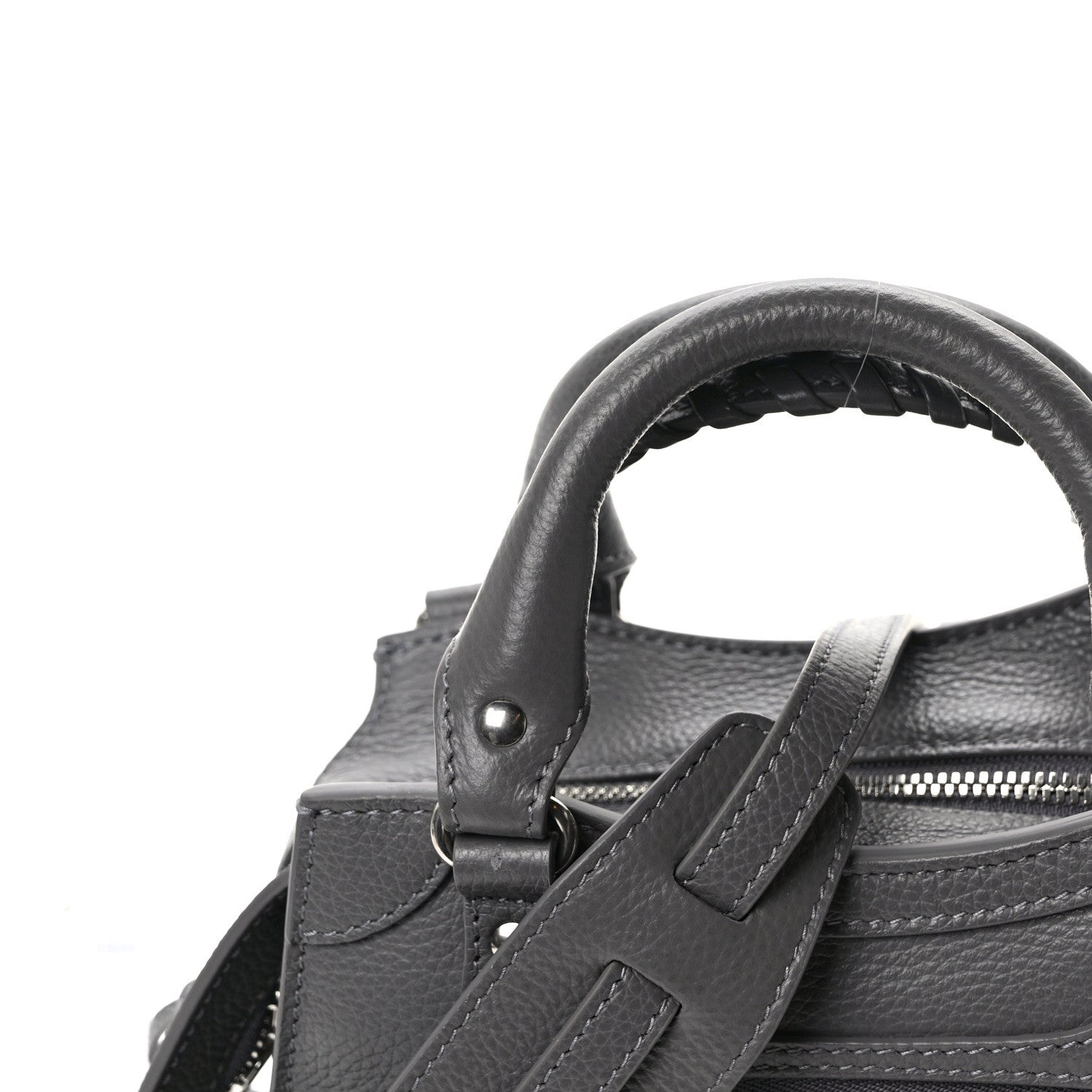 Balenciaga Grained Calfskin Neo Classic Silver Hardware Mini City Dark Grey 10 of 11