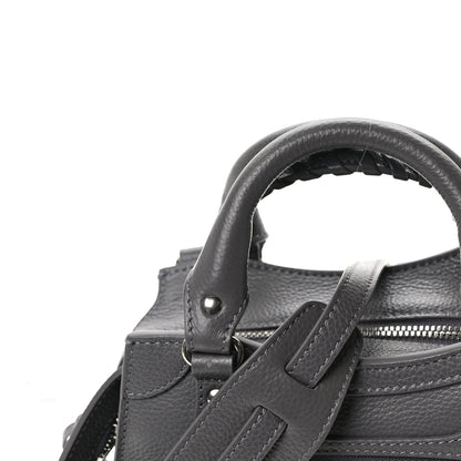 Balenciaga Grained Calfskin Neo Classic Silver Hardware Mini City Dark Grey 10 of 11