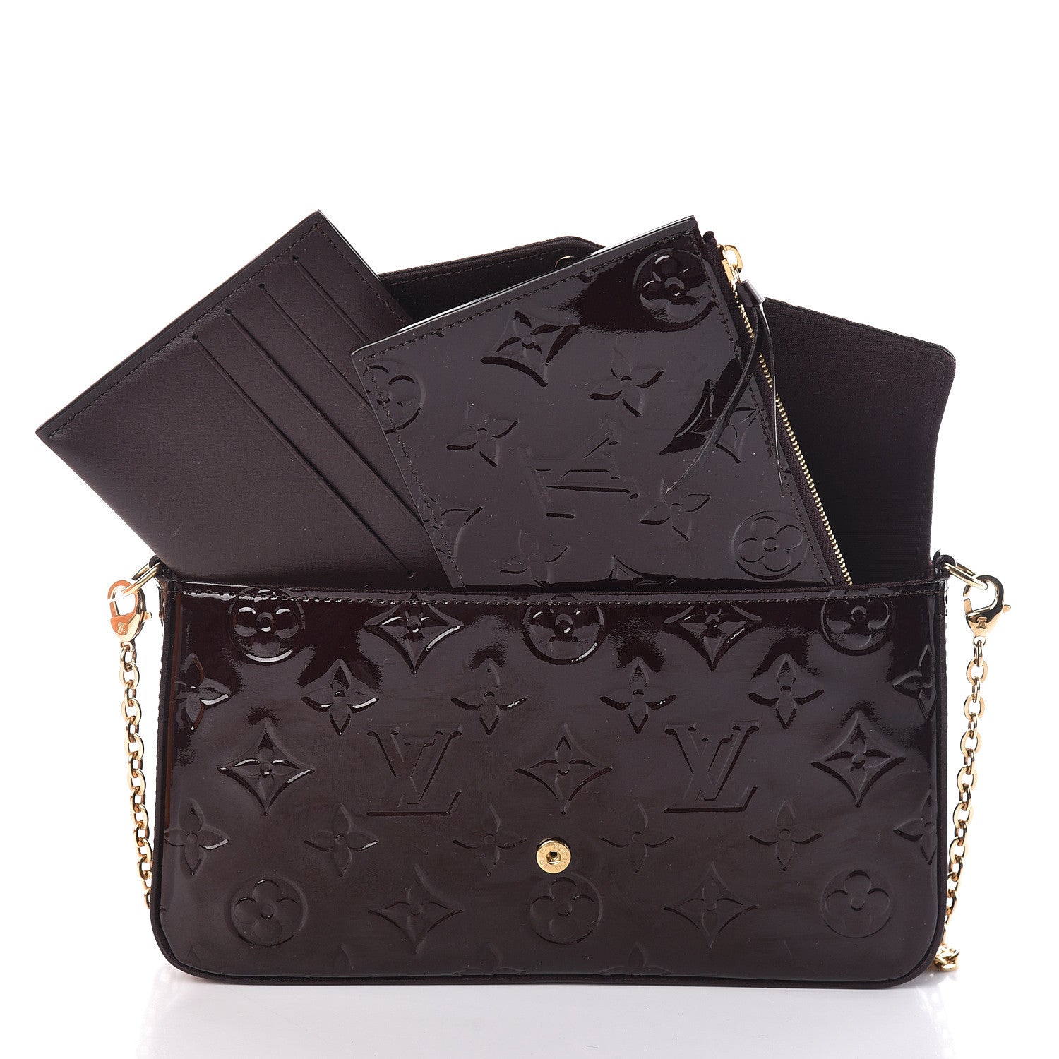 Louis Vuitton Vernis Pochette Felicie Chain Wallet Amarante 7 of 10