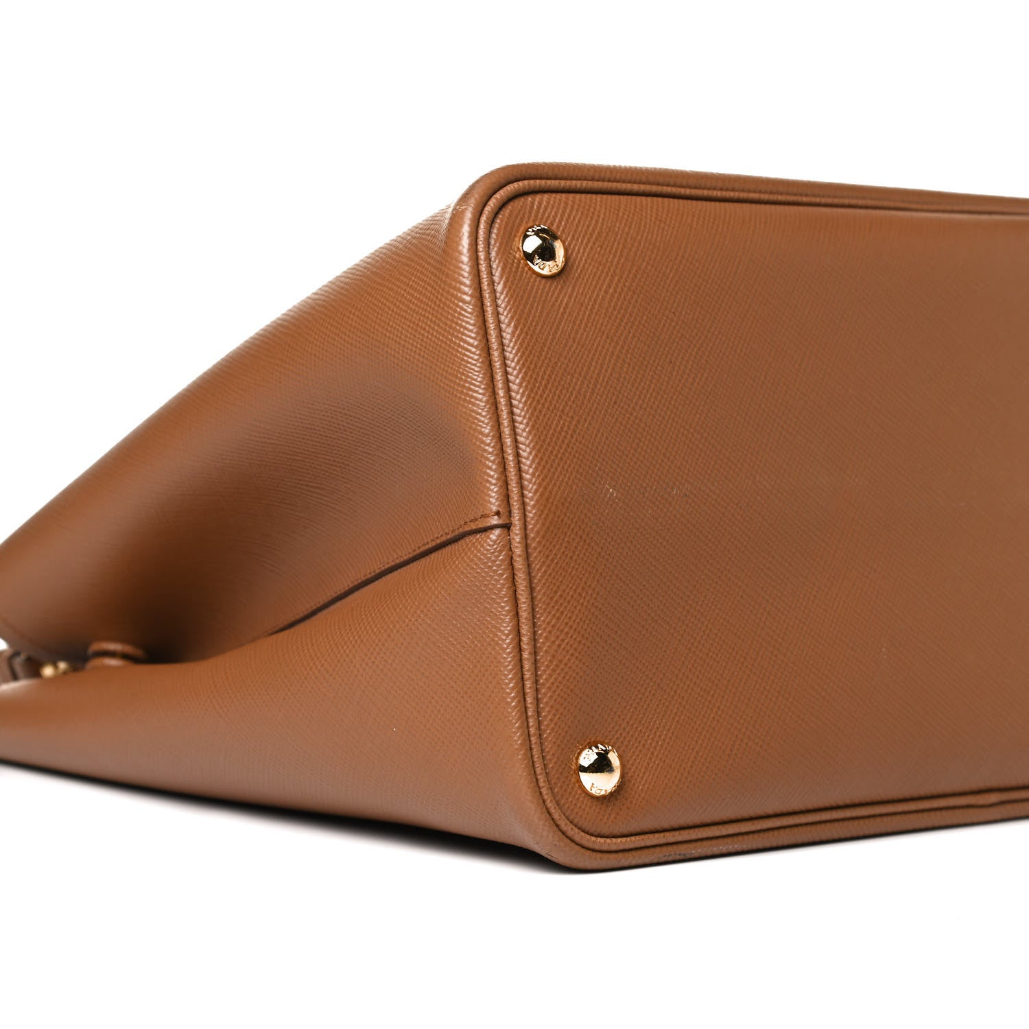 Prada Saffiano Cuir Medium Double Handle Bag Caramel Fuoco 8 of 13