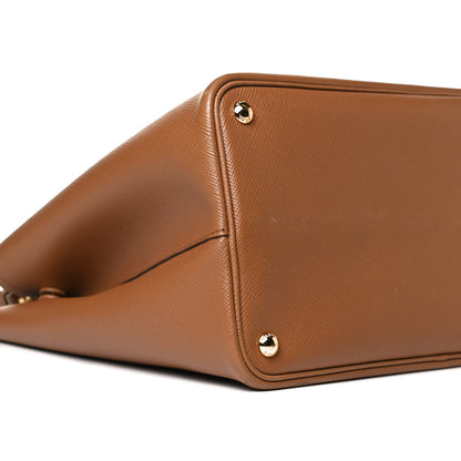 Prada Saffiano Cuir Medium Double Handle Bag Caramel Fuoco 8 of 13