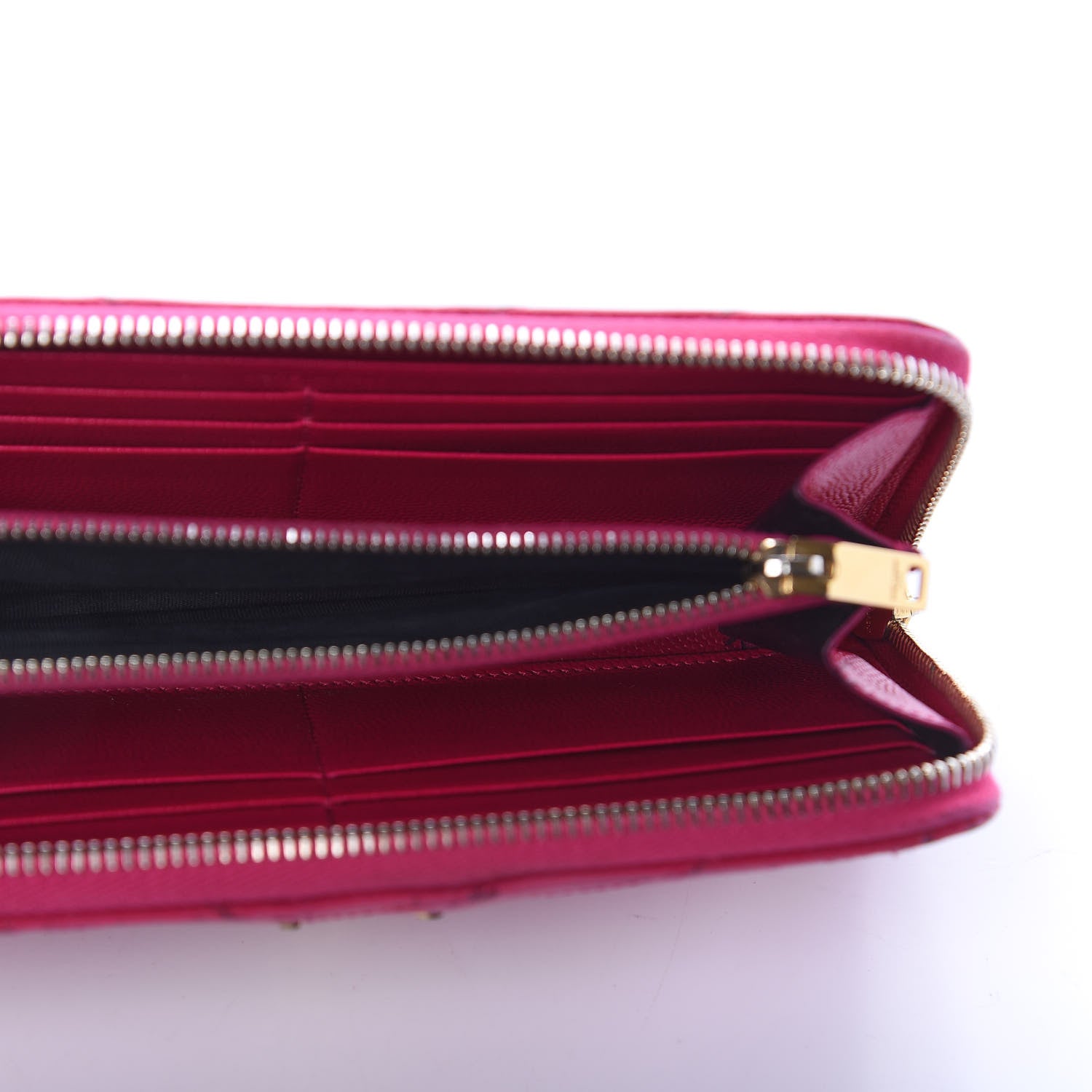 Saint Laurent Grain De Poudre Matelasse Chevron Monogram Zip Around Wallet Fuchsia 5 of 9