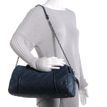 Chanel Quilted Iridescent Calfskin Bowler Navy Blue 2 of 7