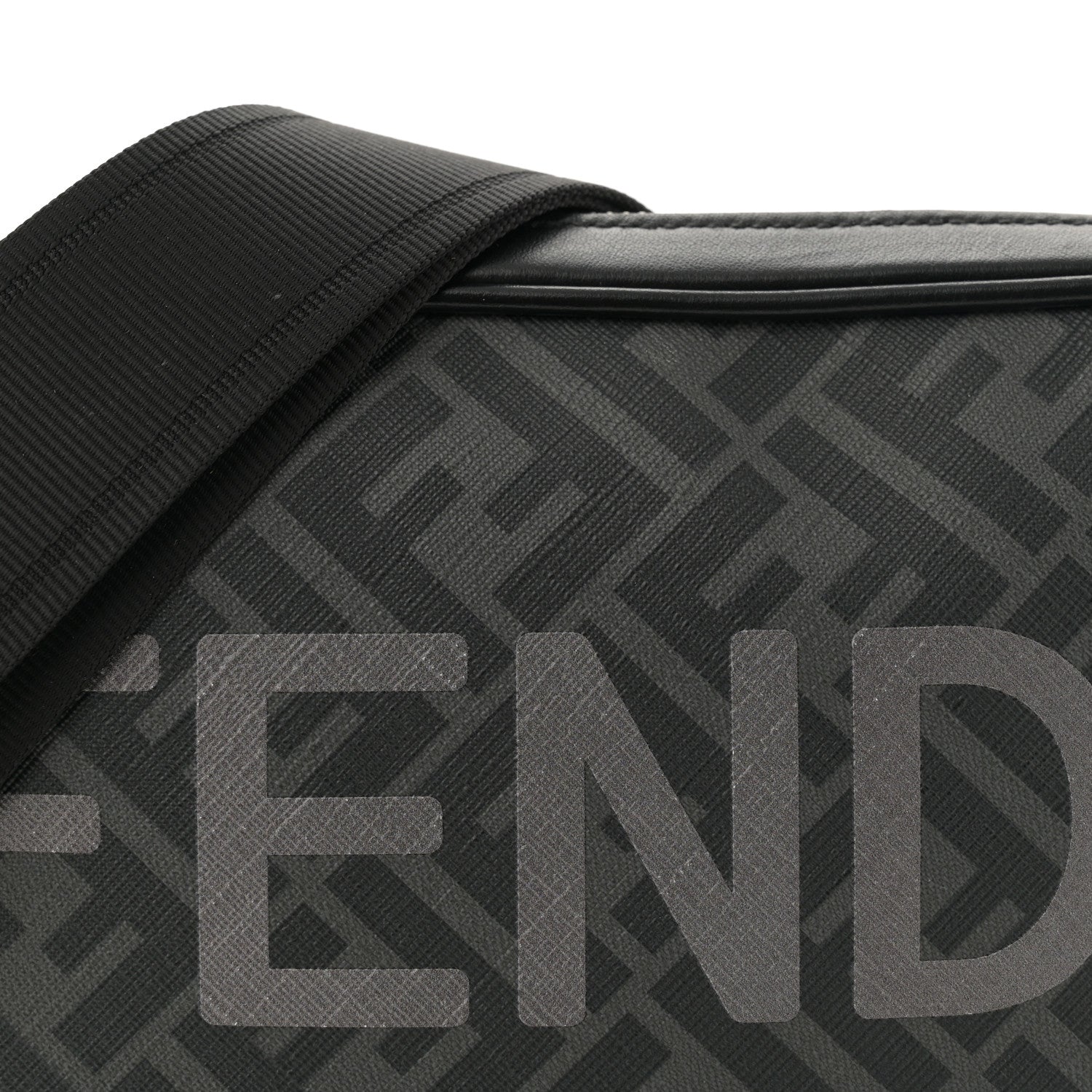 Fendi Shiny Glazed Fabric Vitello Cover FF 1974 Logo Medium Camera Case Black 8 of 12