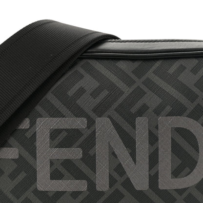 Fendi Shiny Glazed Fabric Vitello Cover FF 1974 Logo Medium Camera Case Black 8 of 12