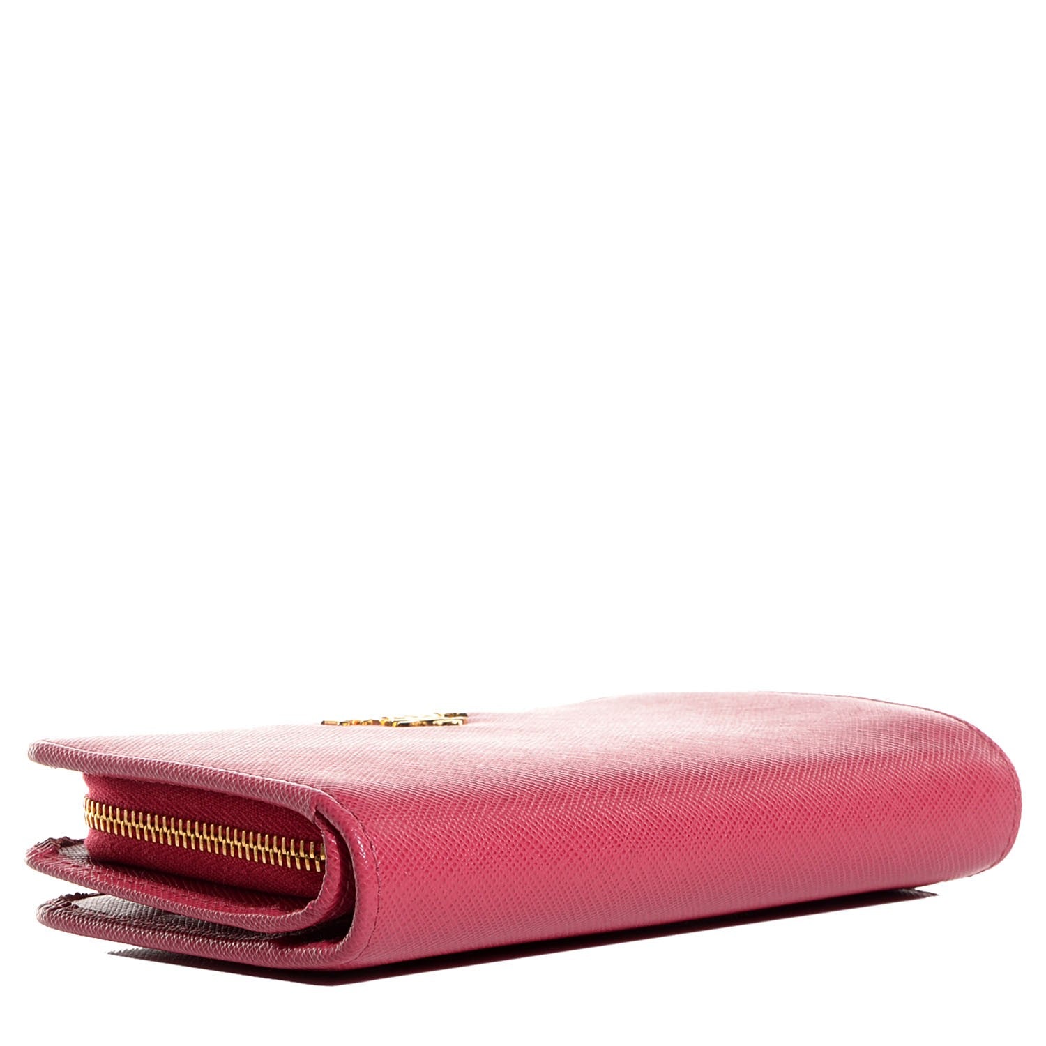 Prada Saffiano Metal Compact Wallet Ibisco 4 of 9