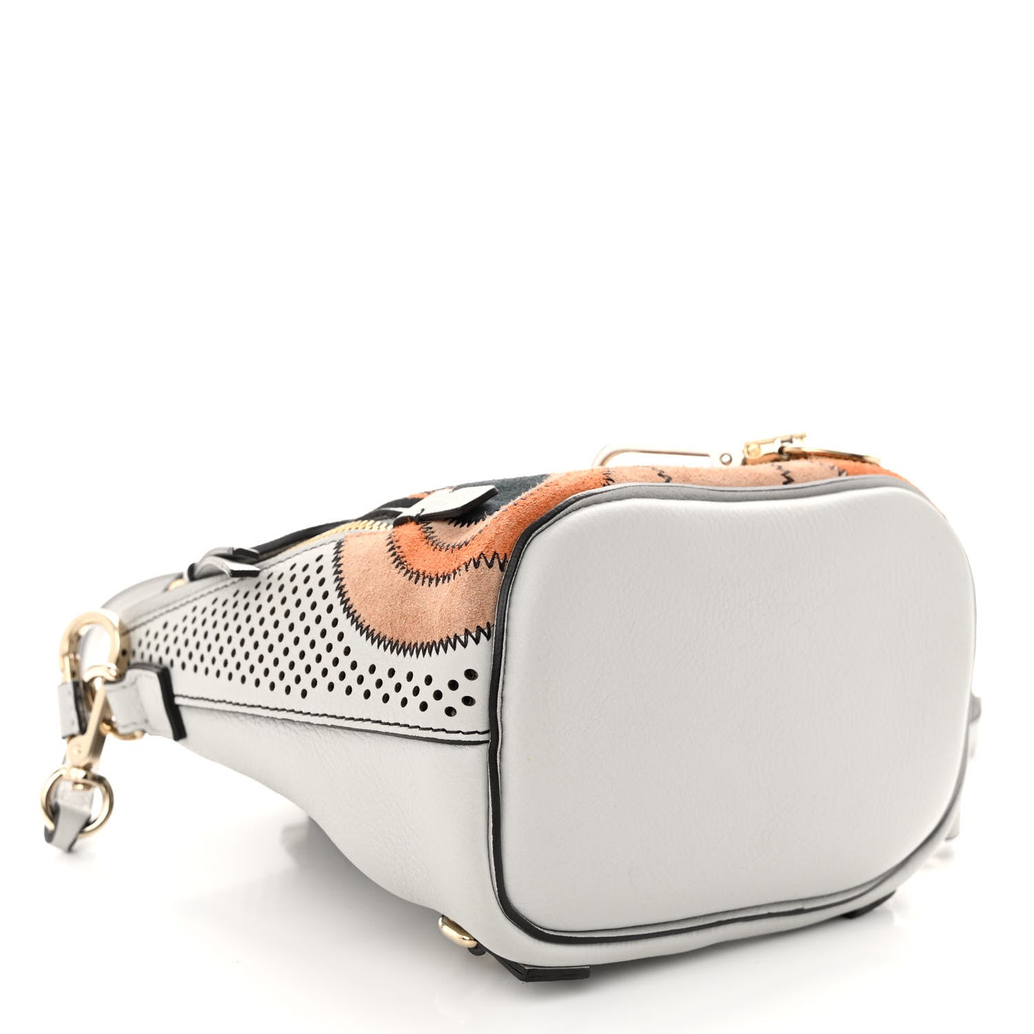 Chloe Calfskin Suede Paisley Patchwork Perforated Mini Faye Backpack Airy Grey 4 of 10