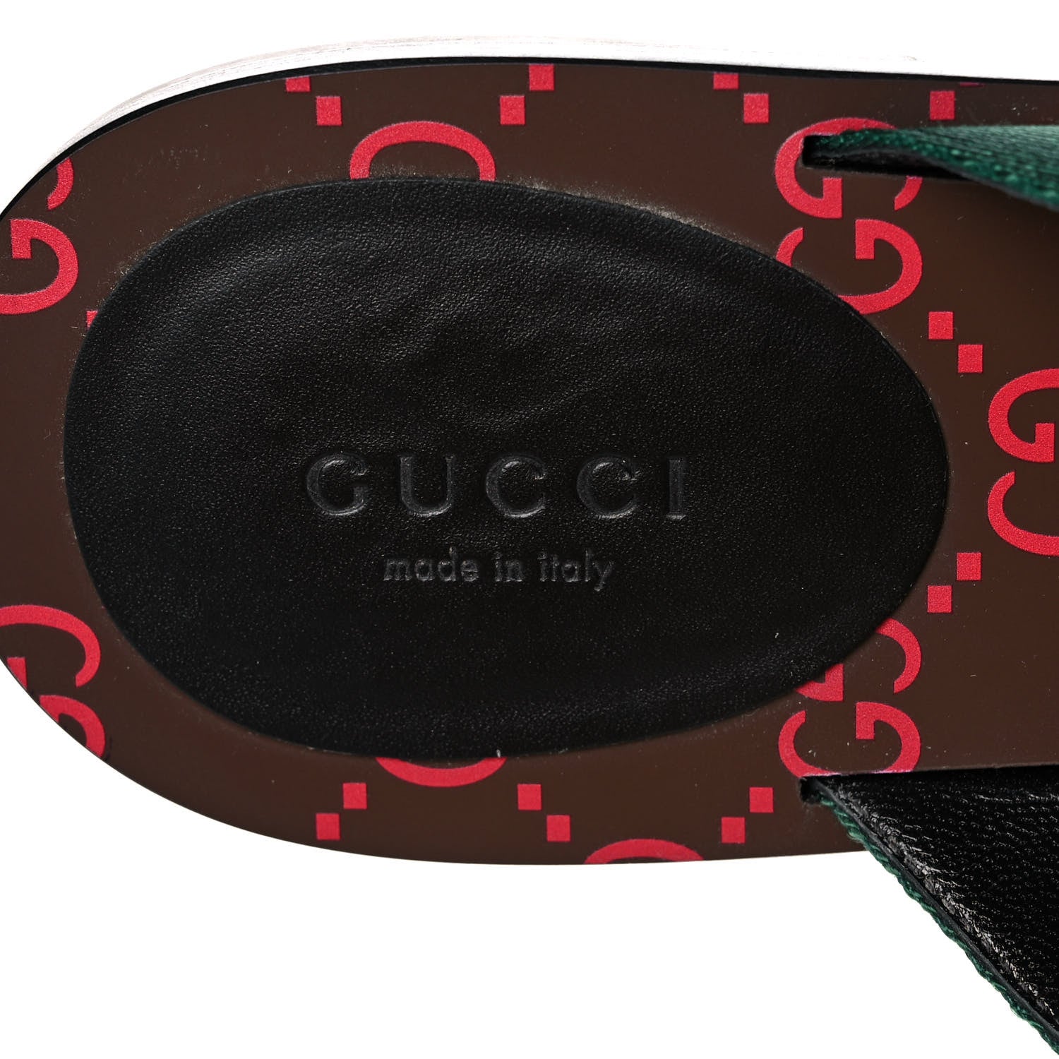 Gucci Nylon Calfskin Web GG Monogram Womens Thong Sandals 40 Green Red Cocoa 7 of 9
