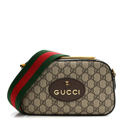 Gucci GG Supreme Monogram Web Neo Vintage Shoulder Bag Beige New Acero Crop 1 of 12