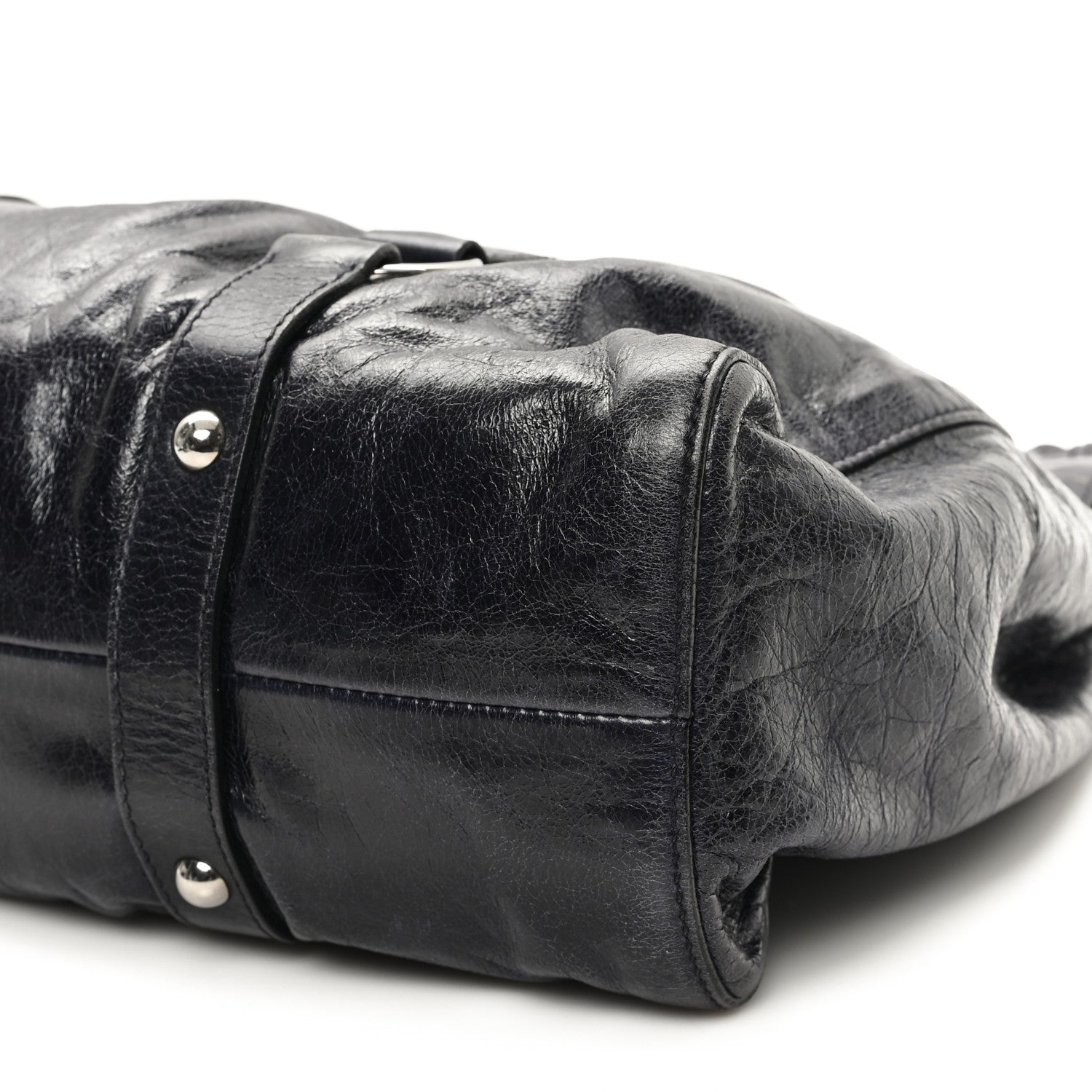 Miu Miu Vitello Lux Gathered Tote Black 9 of 12