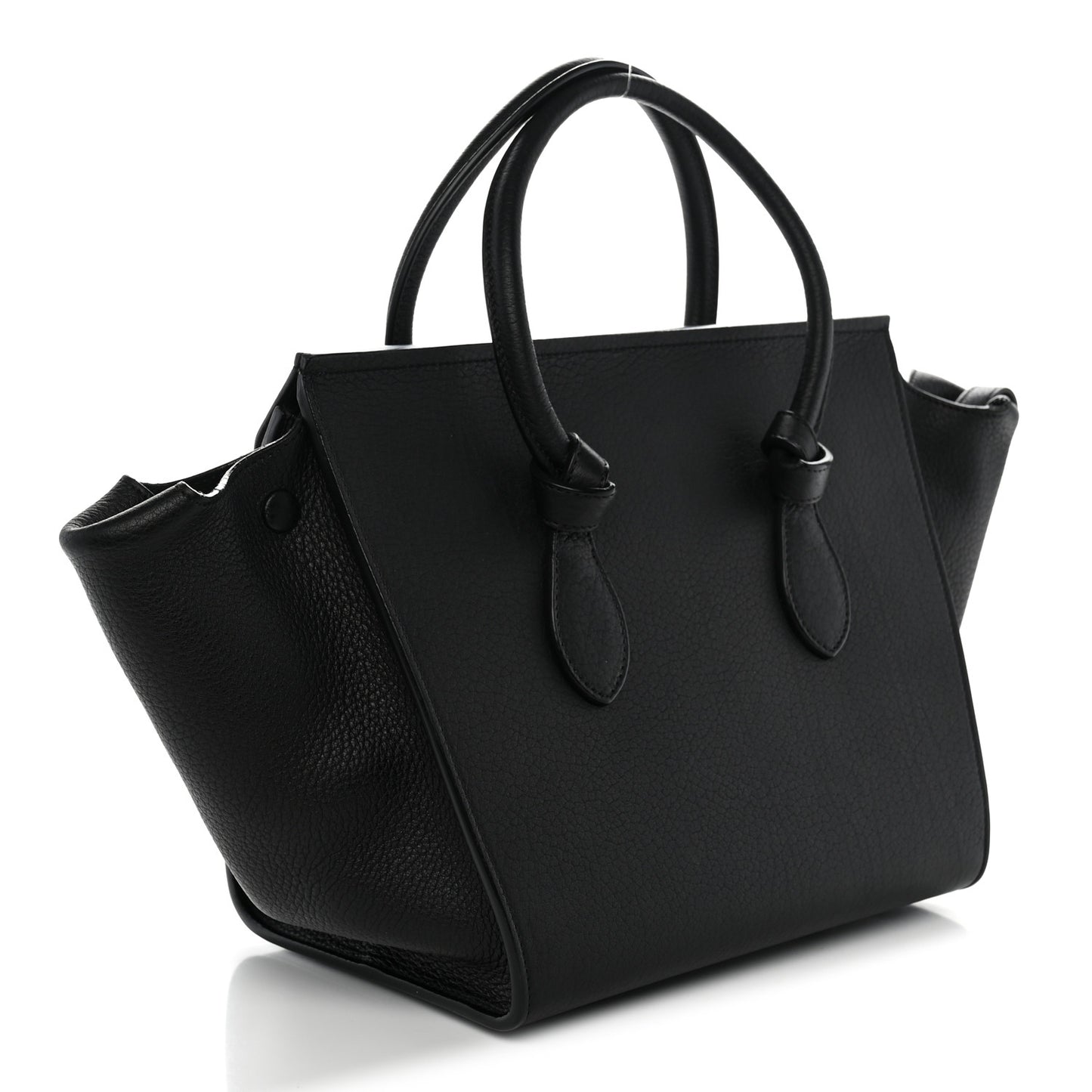 Crisped Calfskin Mini Tie Knot Tote Black
