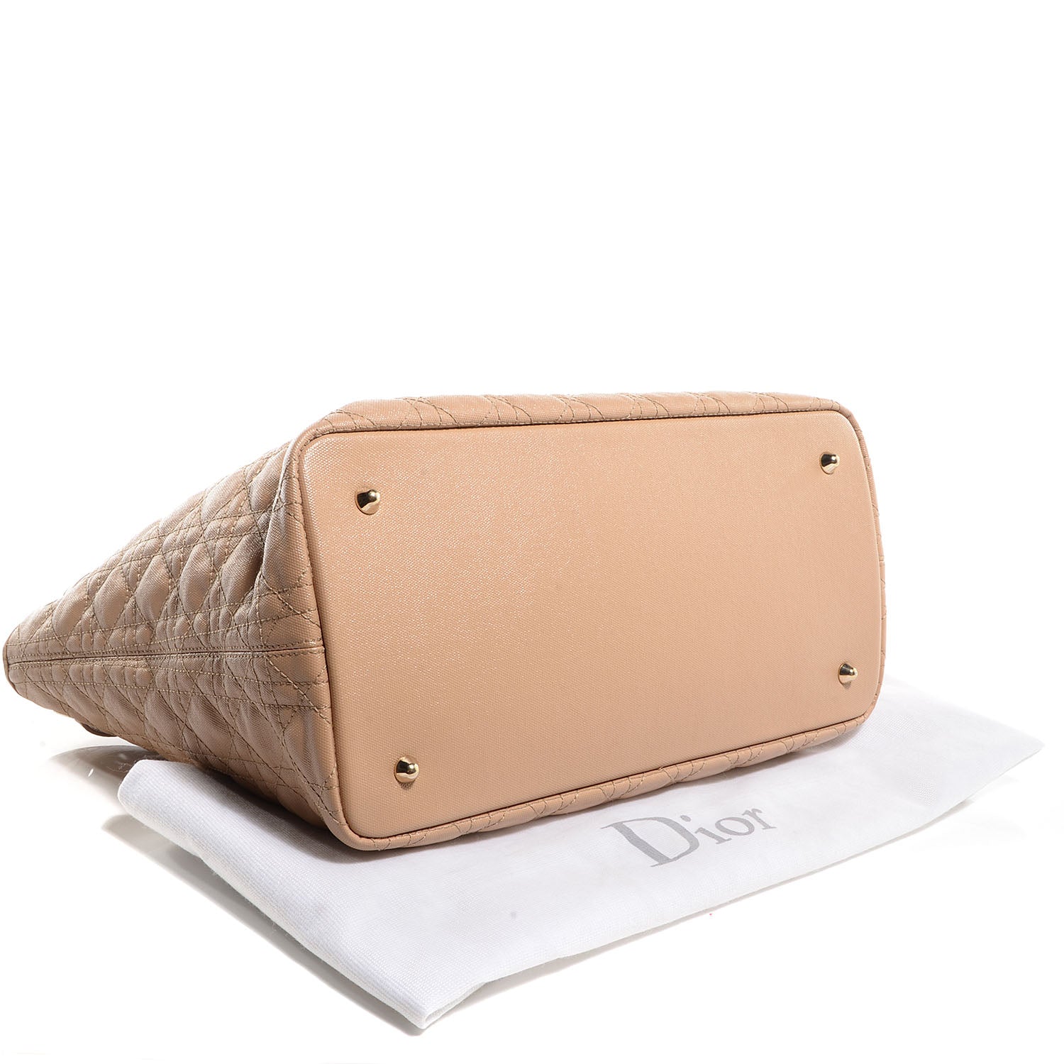 Christian Dior Coated Canvas Cannage Medium Panarea Tote Beige 4 of 7