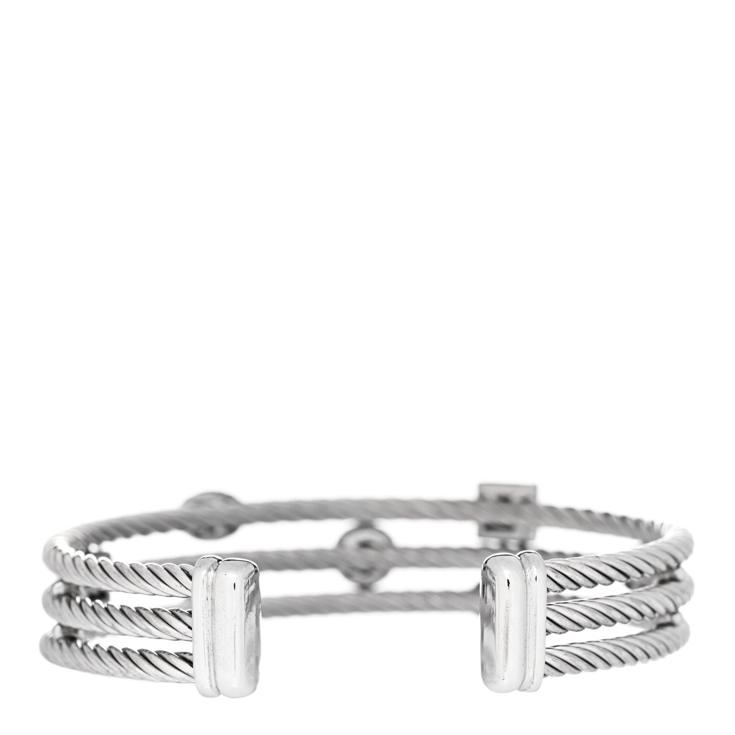 Sterling Silver Diamond Three Row Confetti Cuff Bracelet