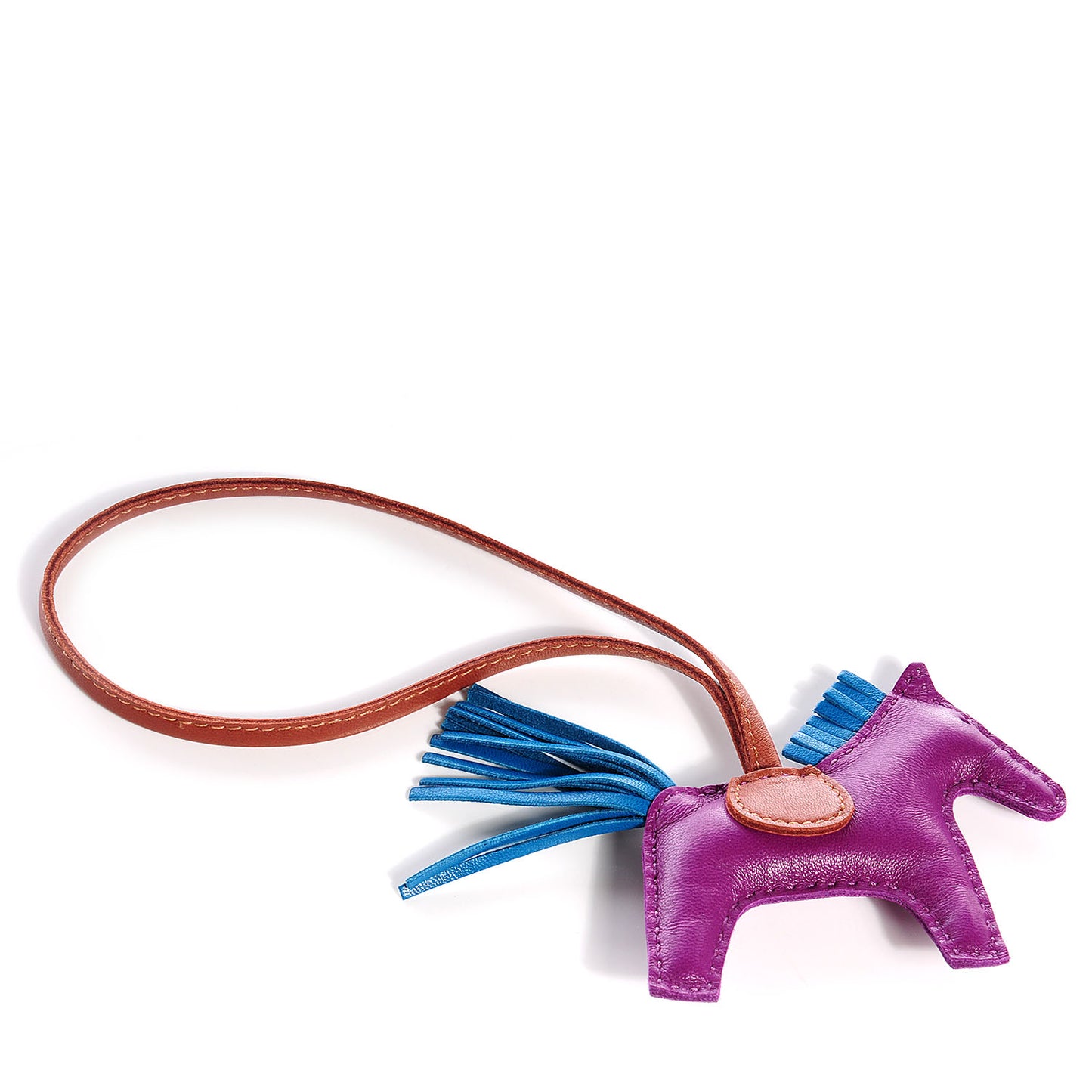 Milo Lambskin Grigri Rodeo Horse Bag Charm PM Anemone Bleu Izmir Fauve