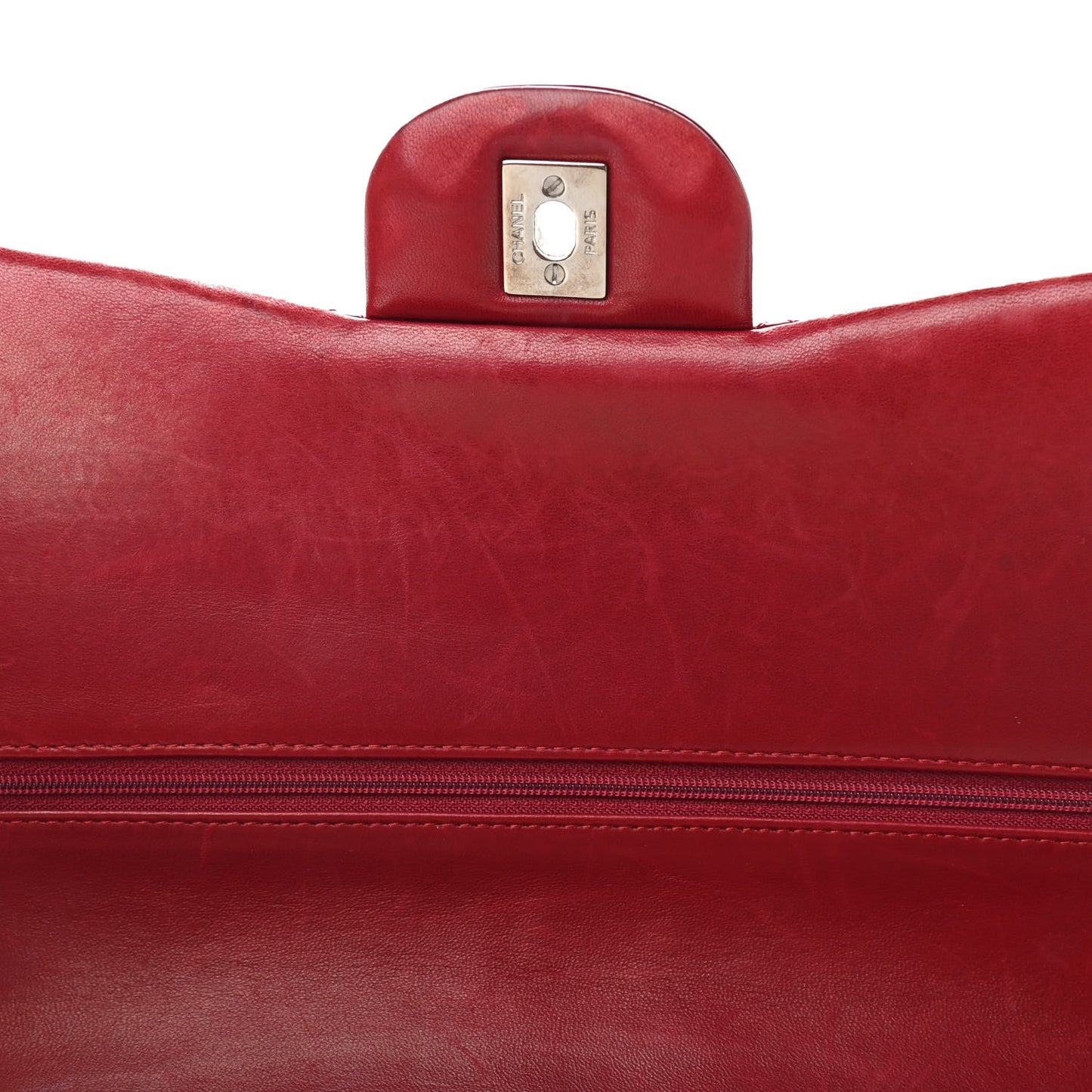 Patent Quilted Jumbo Double Flap Dark Red
