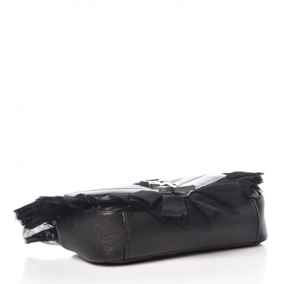 Goatskin Tulle Chevron Monogram Classic Baby Punk Chain Bag Black