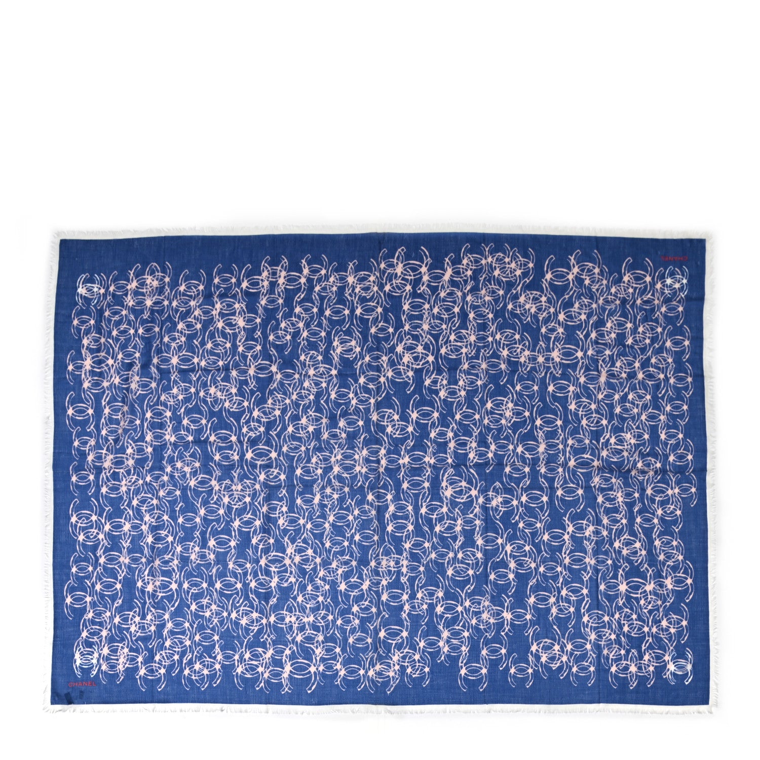 Chanel Cashmere Silk CC Stole Blue 1 of 6