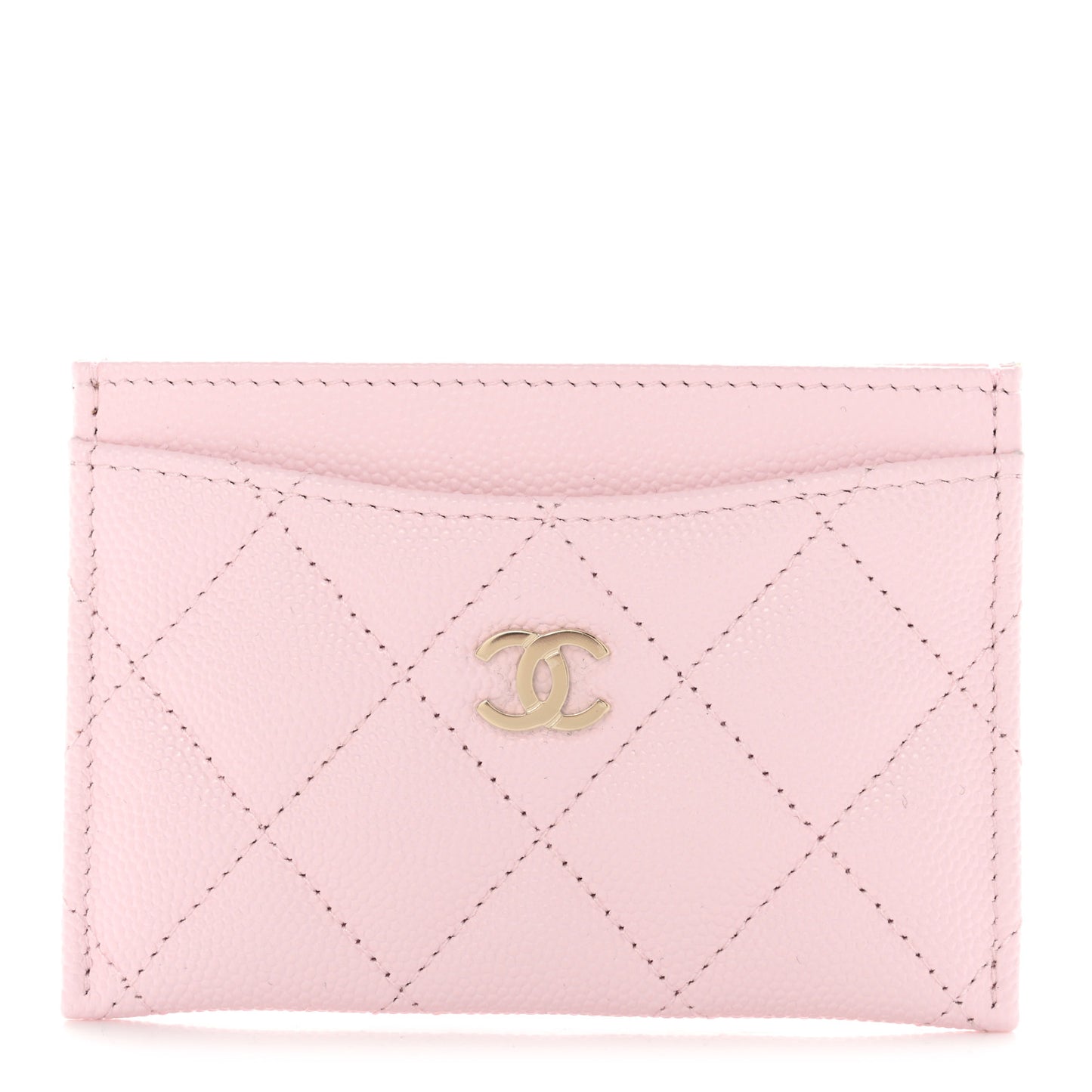 Caviar Quilted Card Holder Light Pink