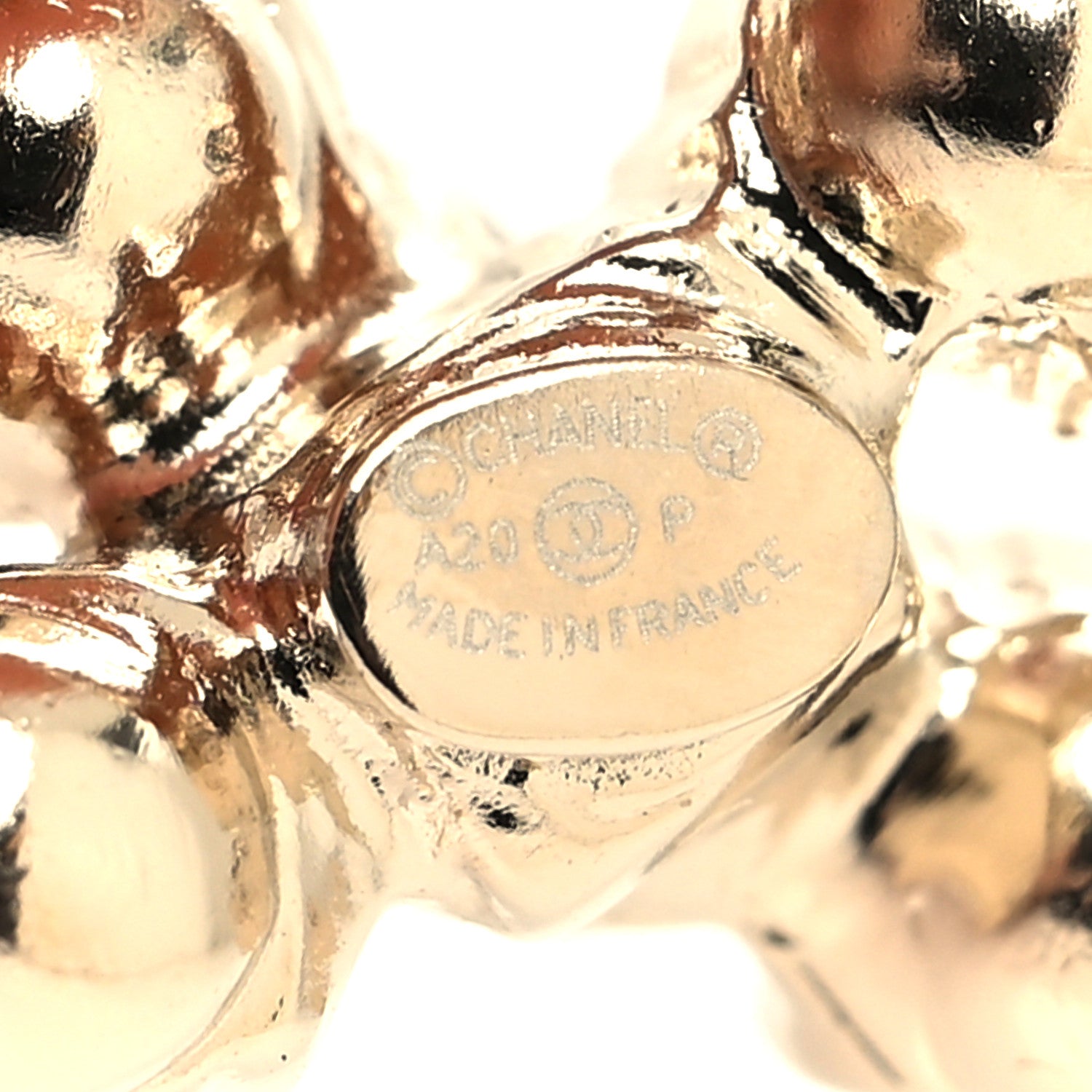 Chanel Crystal Coco's Pearls CC Brooch Light Gold 3 of 3