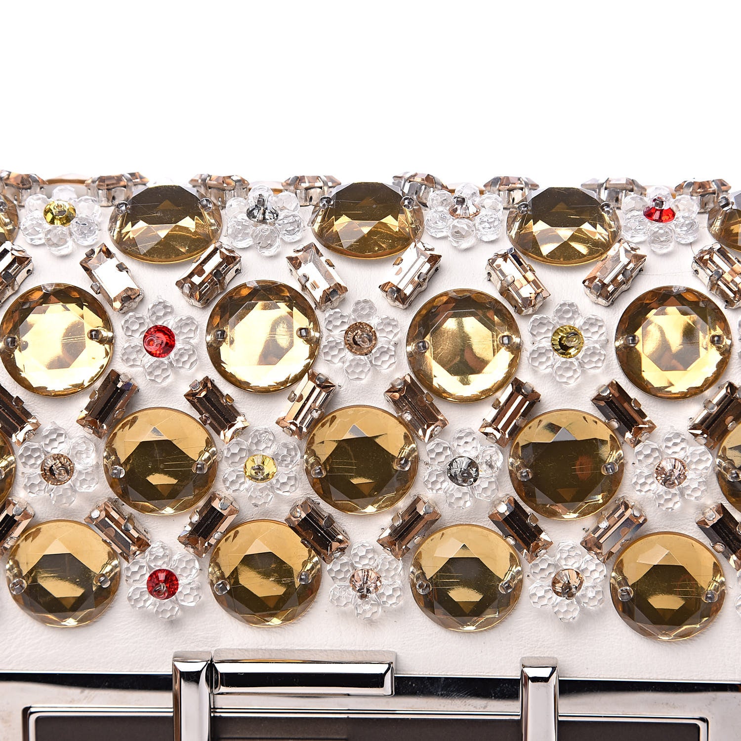 Fendi Vitello Dolce Crystal 3Baguette Shoulder Bag White Pink 7 of 12