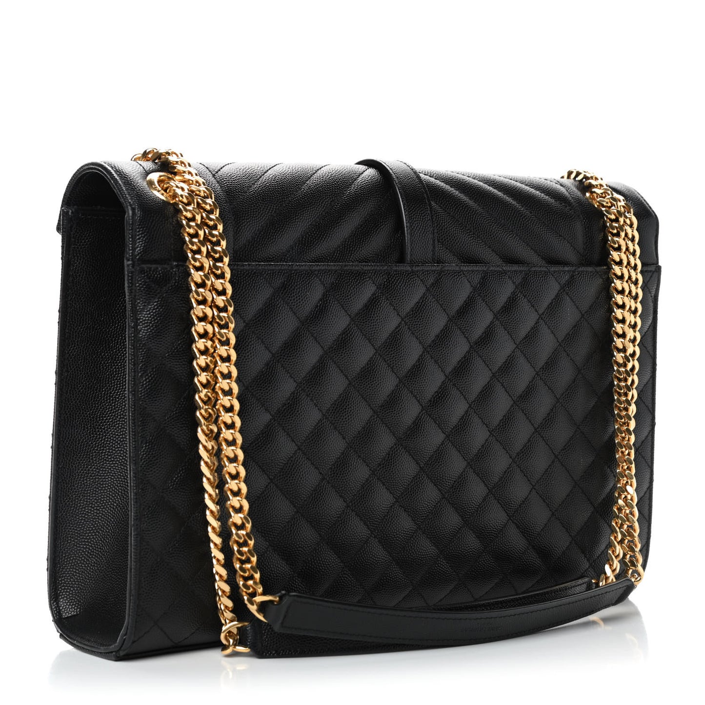 Grain De Poudre Textured Mixed Matelasse Large Triquilt Monogram Satchel Black