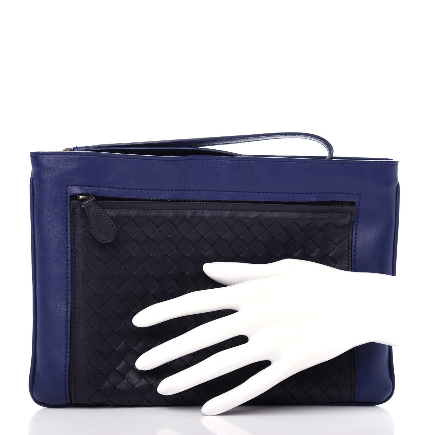 Nappa Intrecciato Zip Pouch Atlantic Black