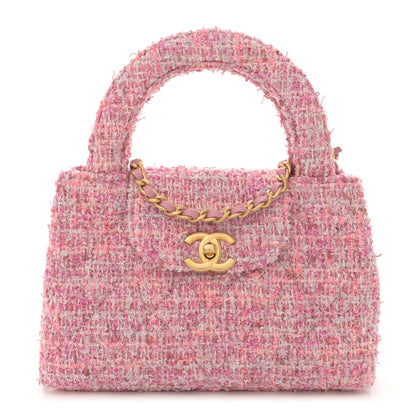Chanel Tweed Quilted Nano Kelly Shopper Pink 1 of 12
