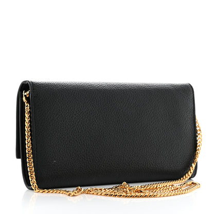 Alexander McQueen Pebbled Calfskin Skull Wallet on Chain Black 3 of 13